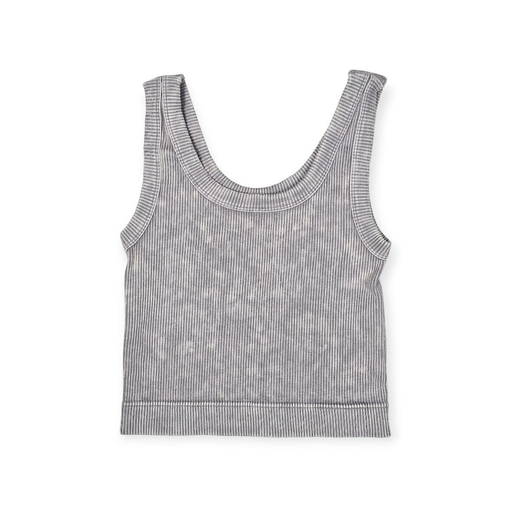 Zenana Washed Ribbed Tank L / XL Gray
